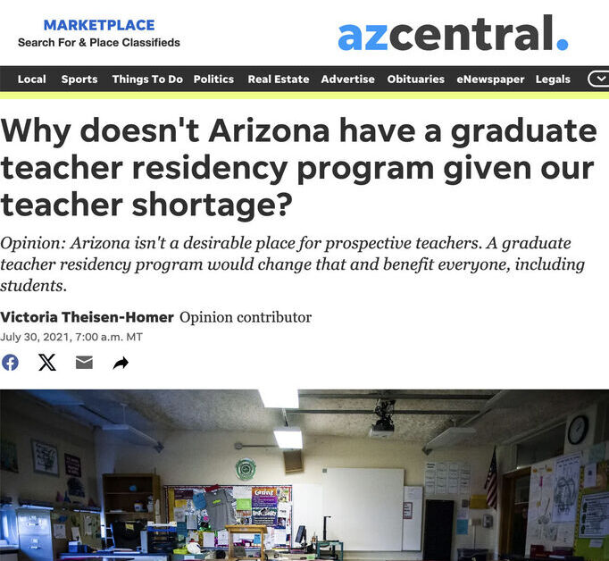 A screenshot of the op-ed published in AZCentral titled 